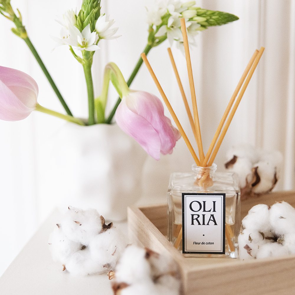 Diffuseur parfum à bâtonnets Fleur de Coton - Atelier Odoria